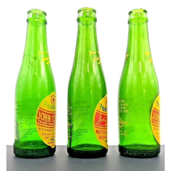 Vintage Perkins John Collins Soda Mixer Bottle Waterloo Ontario Green ACL Canada - Picture 2 of 11